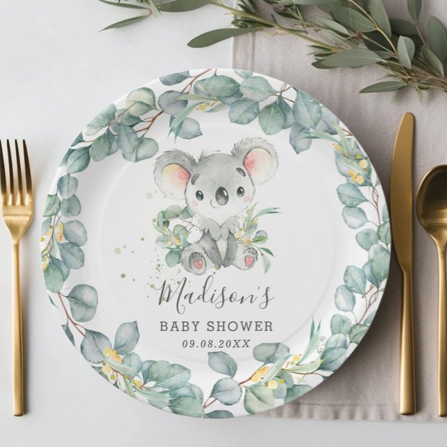 Assiettes En Carton Jolie verdure Koala Baby Boy Shoy Anniversaire (Créateur téléchargé)