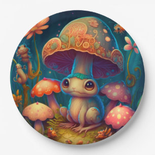 Assiettes En Carton Jolies elfes mignonnes jouent sous la pilule ronde