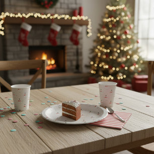 Assiettes En Carton Jolis Bonhommes de Neige à Boutons Gris