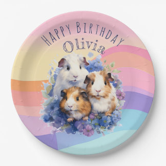 Assiettes En Carton Jolis cochons d'Inde jolie image joyeux anniversai