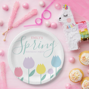 Assiettes En Carton Jolis tulipes de printemps Fête d'anniversaire flo