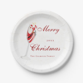 Assiettes En Carton Jolly Christmas Cheers with Santa Champagne winter