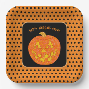 Assiettes En Carton Jolly Jack-o'-lantern Cute Custom Happy Halloween