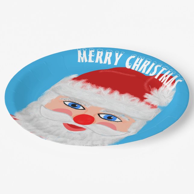 Assiettes En Carton Jolly Père Noël Joyeux Noël (Angle)
