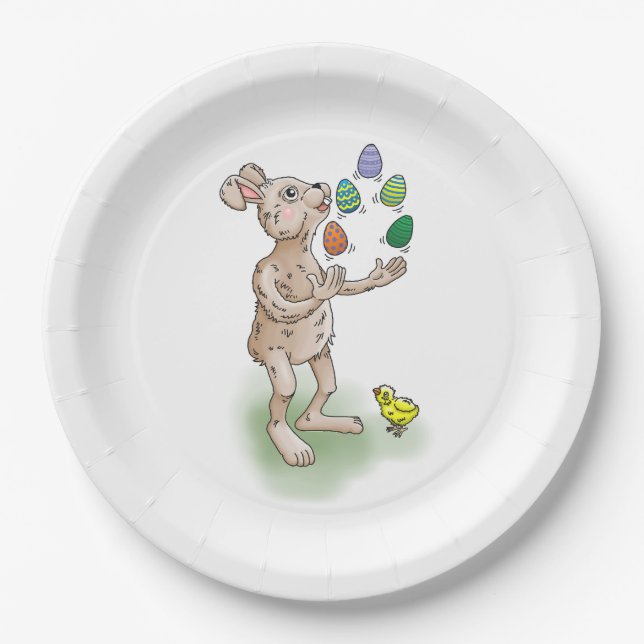 Assiettes En Carton Jonglage Bunny de Pâques (Devant)
