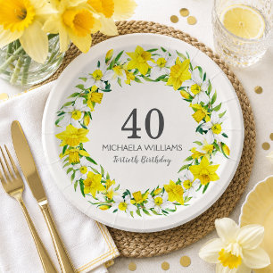 Assiettes En Carton Jonquille jaune élégante Floral 40ème