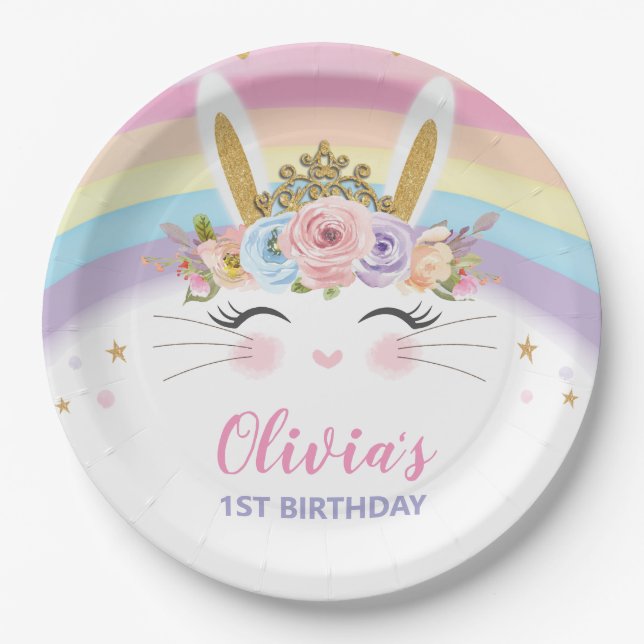 Assiettes En Carton Jote Lapin Lapin Fête d'Anniversaire (Devant)