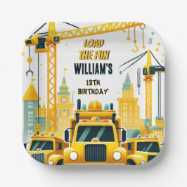 Assiettes En Carton jouer enfants Construction simple camions 5e anniv