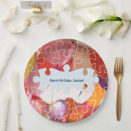 Assiettes En Carton Jouer Puzzle Balloon Anniversaire Plaques papier d
