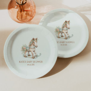 Assiettes En Carton Jouet Vintage Floral Rocking Horse Baby shower