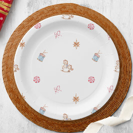 Assiettes En Carton Jouets et bonbons de Noël en aquarelle