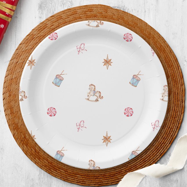 Assiettes En Carton Jouets et bonbons de Noël en aquarelle (Créateur téléchargé)
