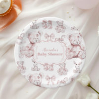 Jouets Roses Toile De Jouy Baby shower