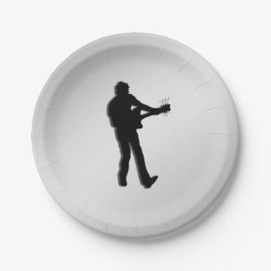 Assiettes En Carton Joueur de guitare argenté