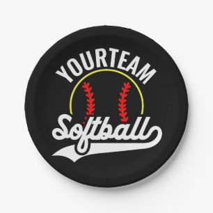 Assiettes En Carton Joueur de l'équipe de softball AJOUTER UN NOM Ligu