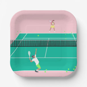 Assiettes En Carton Joueur de Match Art Moderne Pink Green