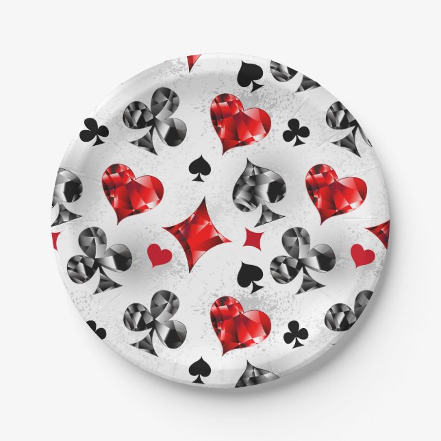 Assiettes En Carton Joueur de poker Joueur de cartes de jouer costumes (Devant)