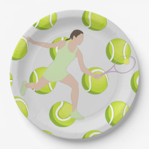 Assiettes En Carton Joueur de tennis avec bille et plaque de papier ra
