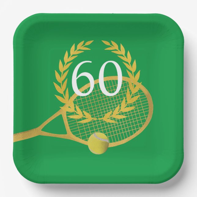 Assiettes En Carton Joueur de tennis Thème Anniversaire (Recto)
