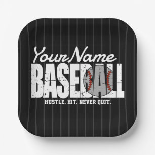 Assiettes En Carton Joueur d'équipe de baseball rétro AJOUTER NOM Pins