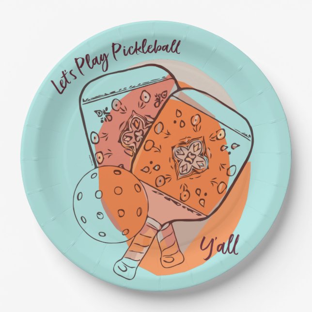Assiettes En Carton Jouons à Pickleball Y'all Party Plaques papier (Devant)