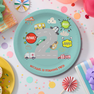 Assiettes En Carton Jour anniversaire de l'enfant véhicule bip de miel