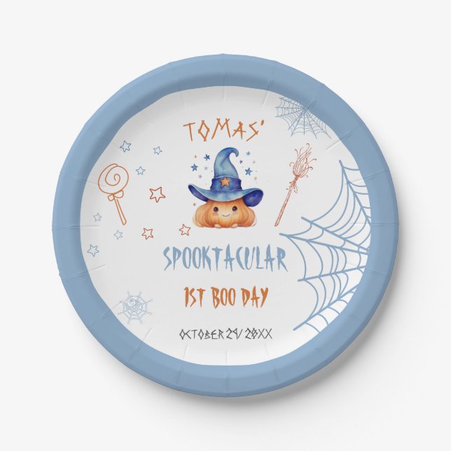 Assiettes En Carton Jour Boo éffrayant Halloween Plaque d'anniversaire (Devant)