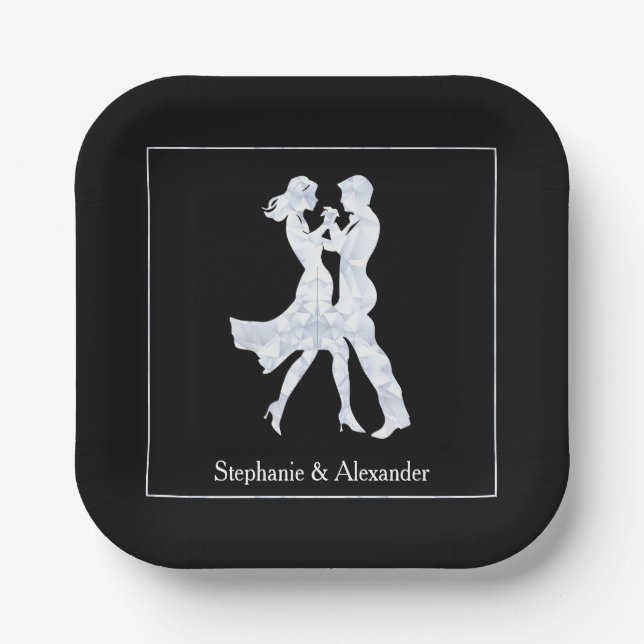 Assiettes En Carton Jour d'anniversaire conjoint Adultes Golden Dance  (Recto)