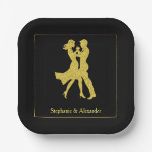 Assiettes En Carton Jour d'anniversaire conjoint Adultes Golden Dance