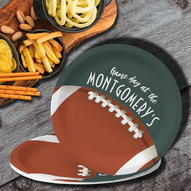 Assiettes En Carton Jour de football américain Vert foncé (Créateur téléchargé)