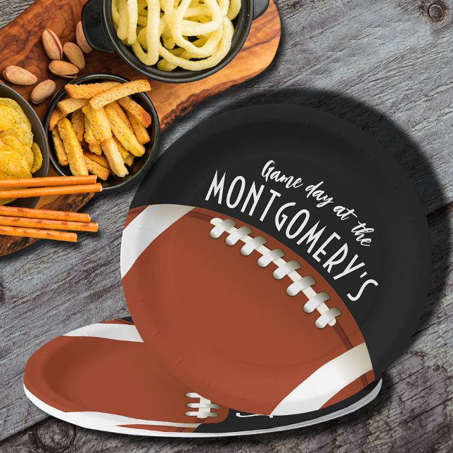 Assiettes En Carton Jour de football Noir (Créateur téléchargé)