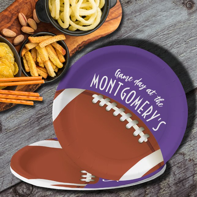 Assiettes En Carton Jour de football violet (Créateur téléchargé)