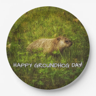 Assiettes En Carton Jour de Groundhog heureux ! plaques à papier
