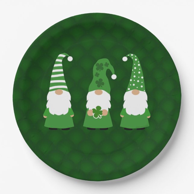 Assiettes En Carton Jour de la Saint Patrick Gnomes (Devant)