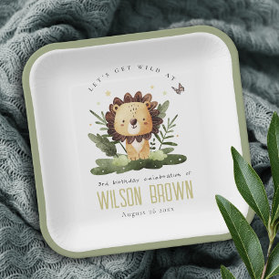 Assiettes En Carton Jour de l'Anniversaire du lion animal sauvage de l