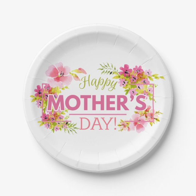 Assiettes En Carton Jour des mères florales élégantes | Plaque de papi (Devant)