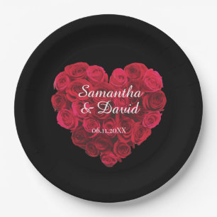 Assiettes En Carton Jour des Valentines du Red Rose Heart