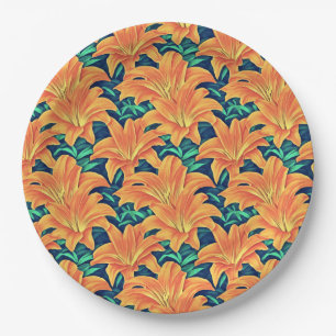 Assiettes En Carton Jour d'Orange avec des Feuilles verts
