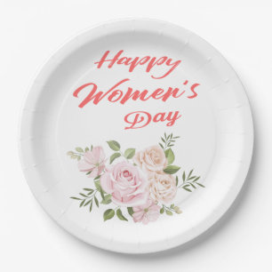 Assiettes En Carton jour heureux des femmes blanc