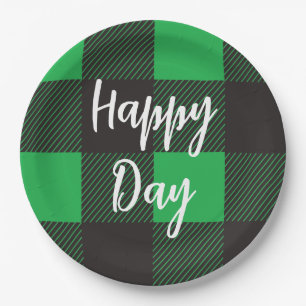 Assiettes En Carton Jour heureux du Motif vert