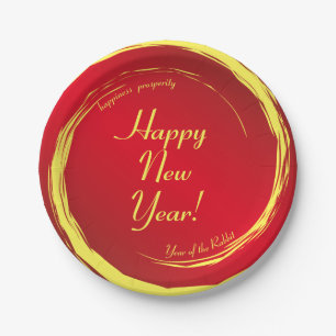 Assiettes En Carton Jour lunaire Bonheur Prosperity Harmonie