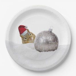 Assiettes En Carton Jours de Noël d'argent et de neige à Chipmunk
