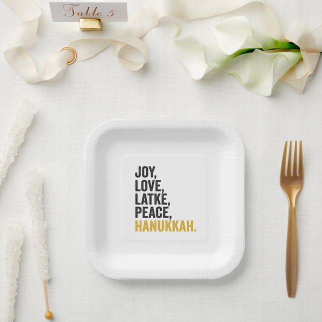 Assiettes En Carton Joy Love Latkes Paix Hanoukka Drôle Juif (Mariage)
