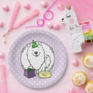 Assiettes En Carton Joyeuse fête d'anniversaire Eskimo Chien Eskie Amé