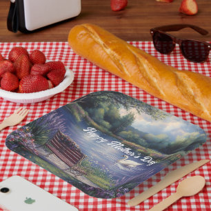 Assiettes En Carton Joyeuse fête des mères Swan Bench Lake