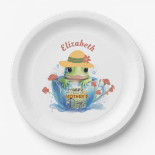 Assiettes En Carton Joyeuse grenouille et Casquette de la Fête des Mèr