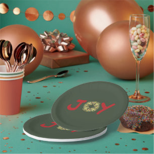 Assiettes En Carton Joyeuse plaque de Noël au coeur clair