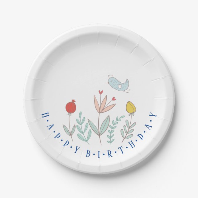 Assiettes En Carton Joyeuse plaque de papier d'oiseaux de jardin (Devant)