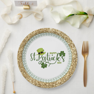 Assiettes En Carton Joyeuse Saint Patrick's Day, design de vacances,