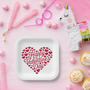 Assiettes En Carton Joyeuse Saint-Valentin Saint-Valentin Amour Coeur